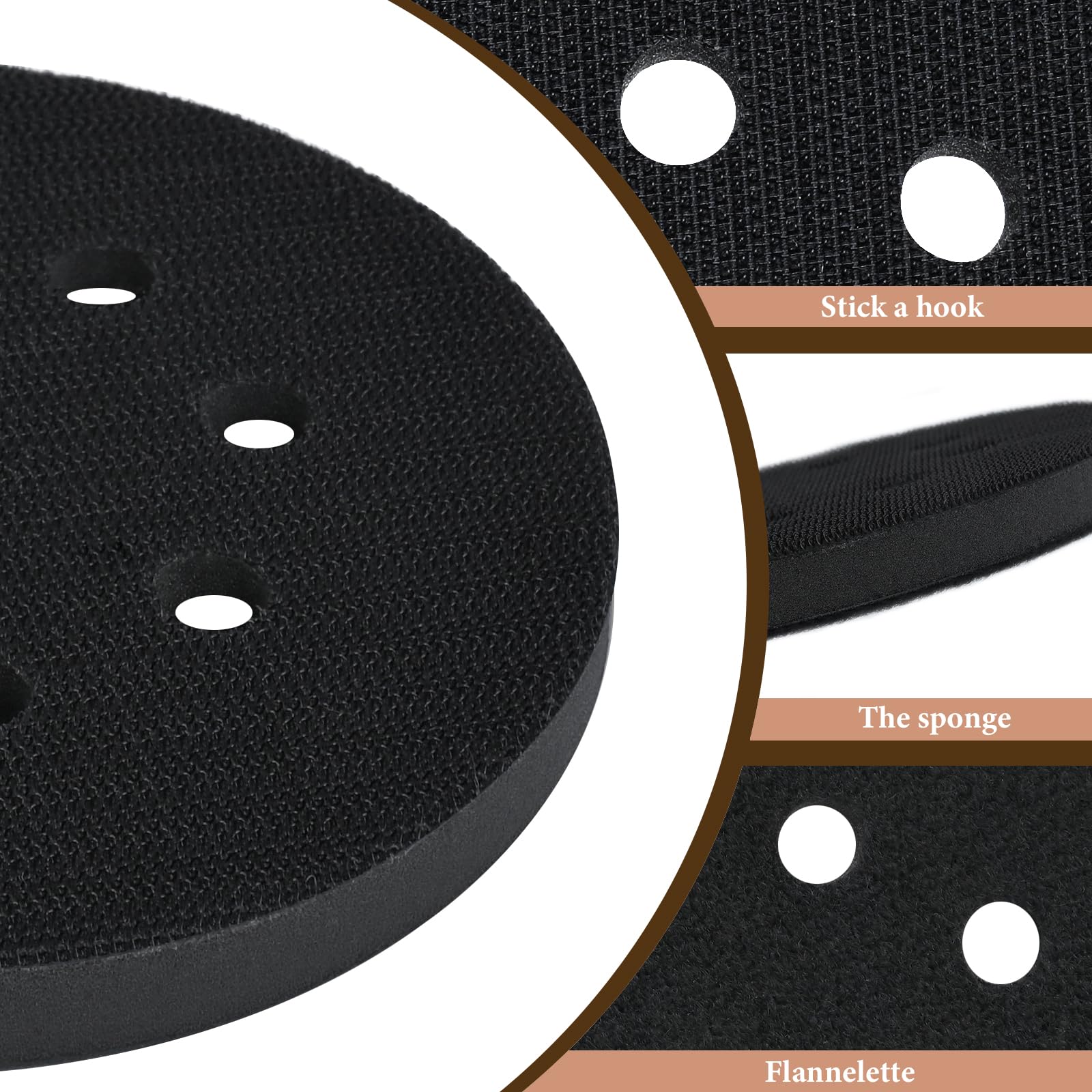 TAIANJI 5 Pcs Soft Density Interface Pads for Sander 8 Holes 125mm Hook Pad Saver Professional Match Sanding Discs - Image 3