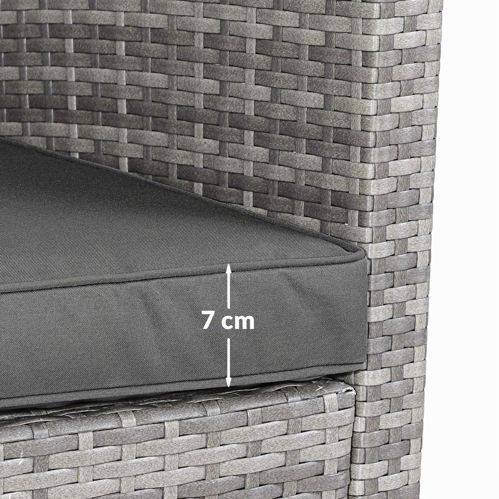 CASARIA® Conjunto Jardin Exterior Poliratán Comedor WPC Sillones Esquineros con Cojines Mesa 6 Personas Resistente Intemperie Muebles Salón Balcón Terraza Gris