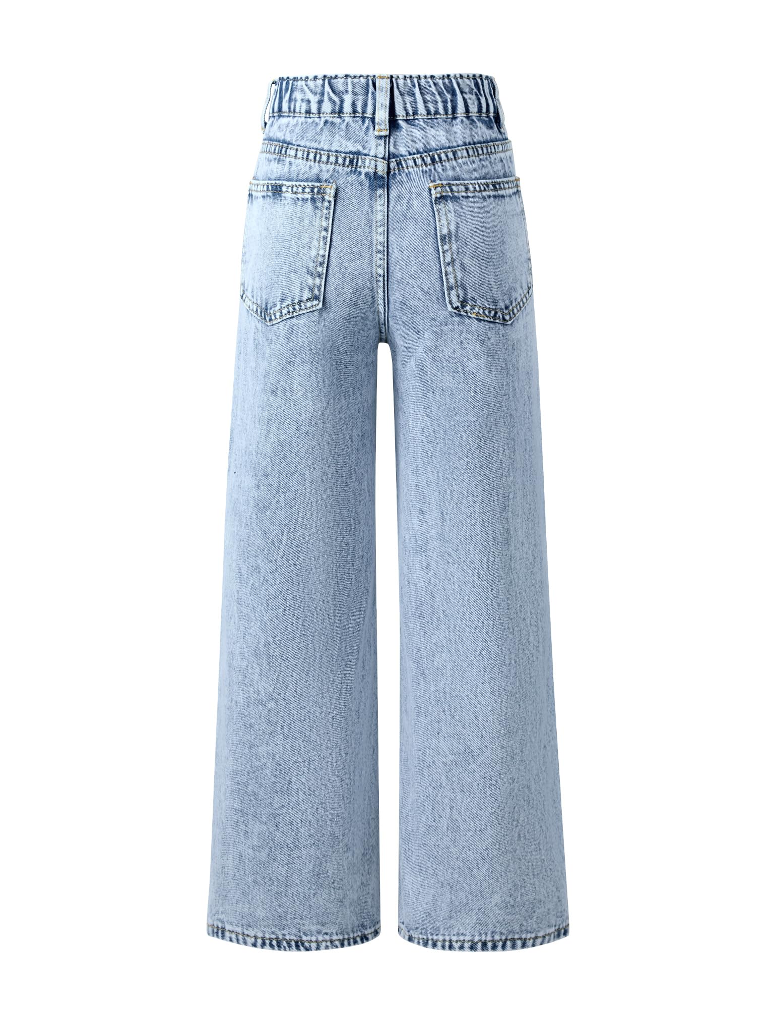 FEOYA Jeans Déchiré Ado Fille Pantalon Cargo Baggy Large Enfant Jean Taille Élastique
