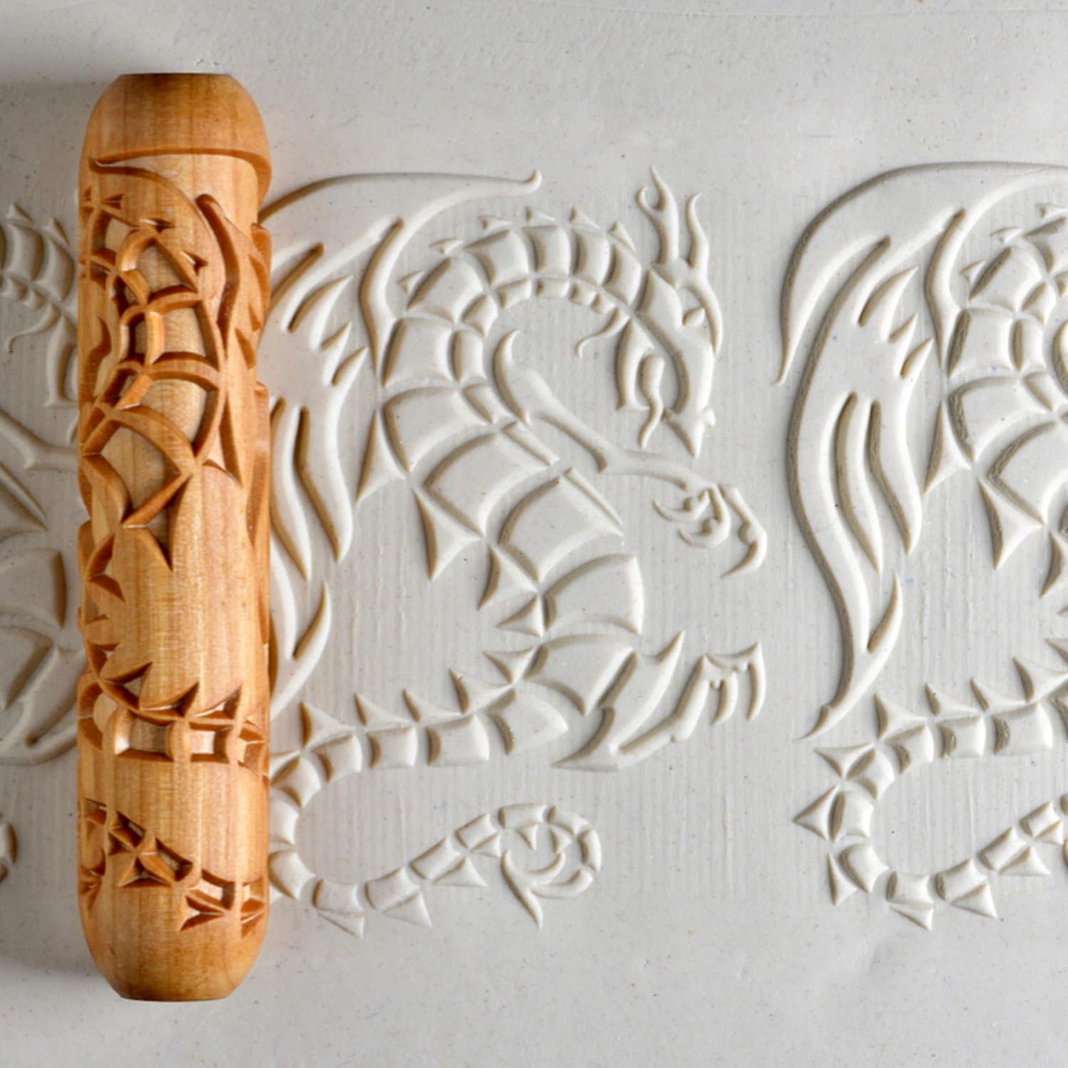 MKM Pottery Tools Wood Big Hand Rollers for Clay (BHR-59 Smaug Dragon)