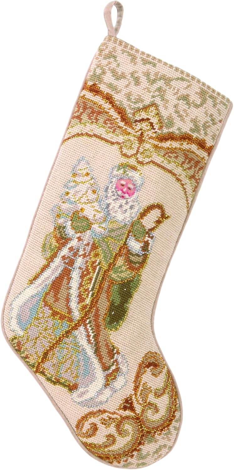 Peking Handicraft 31GY259MC 31GY259MC Santa with Christmas Tree Needlepoint Stocking, 11x18