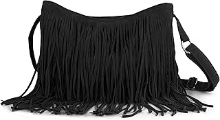 Hoxis Tassel Faux Suede Leather Hobo Cross Body Shoulder Bag Womens Sling Bag