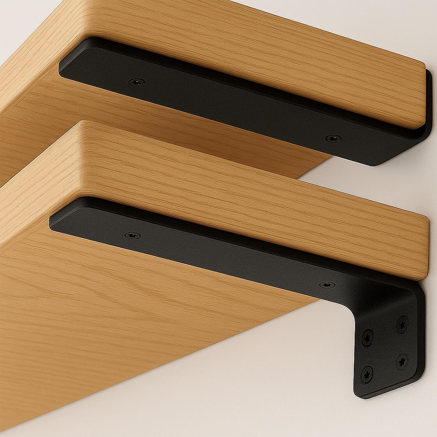 Floating Shelf Bracket | Heavy Duty Black Coated Metal L Brackets | 1/5 Inch Thick | 160 LBS Load Capacity | Wall Mount Shelf Support | 12 Inch (Pack of 4)-image-11