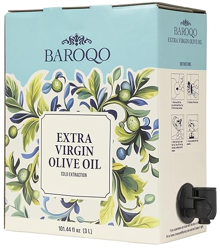 Baroqo Aceite de oliva mediterráneo, aceite de oliva virgen extra de 3 litros, bolsa en caja, aceite de oliva virgen extra prensado en frío a granel