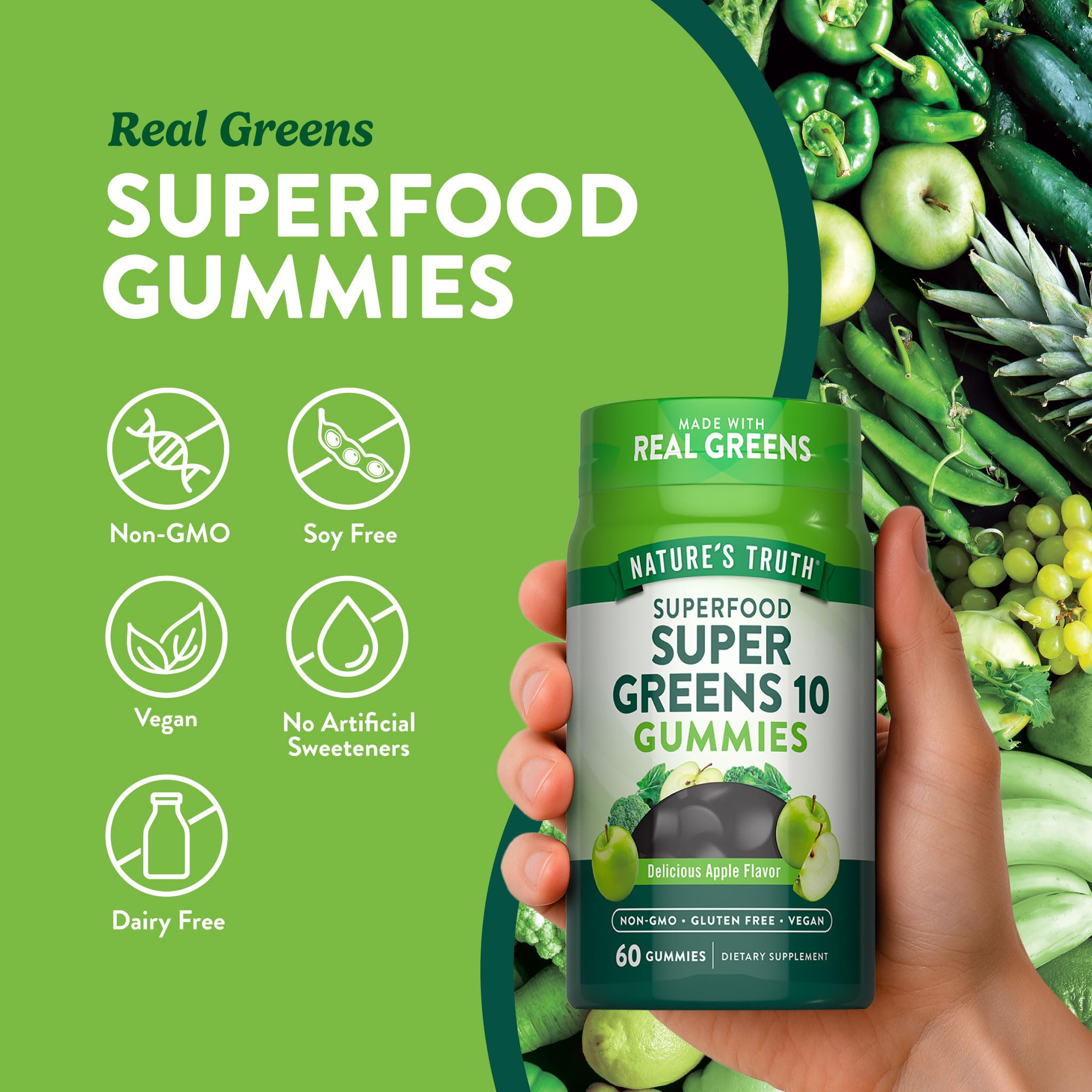 Amazon.com: Nature's Truth Super Greens Gummies | 60 Count | Vegan