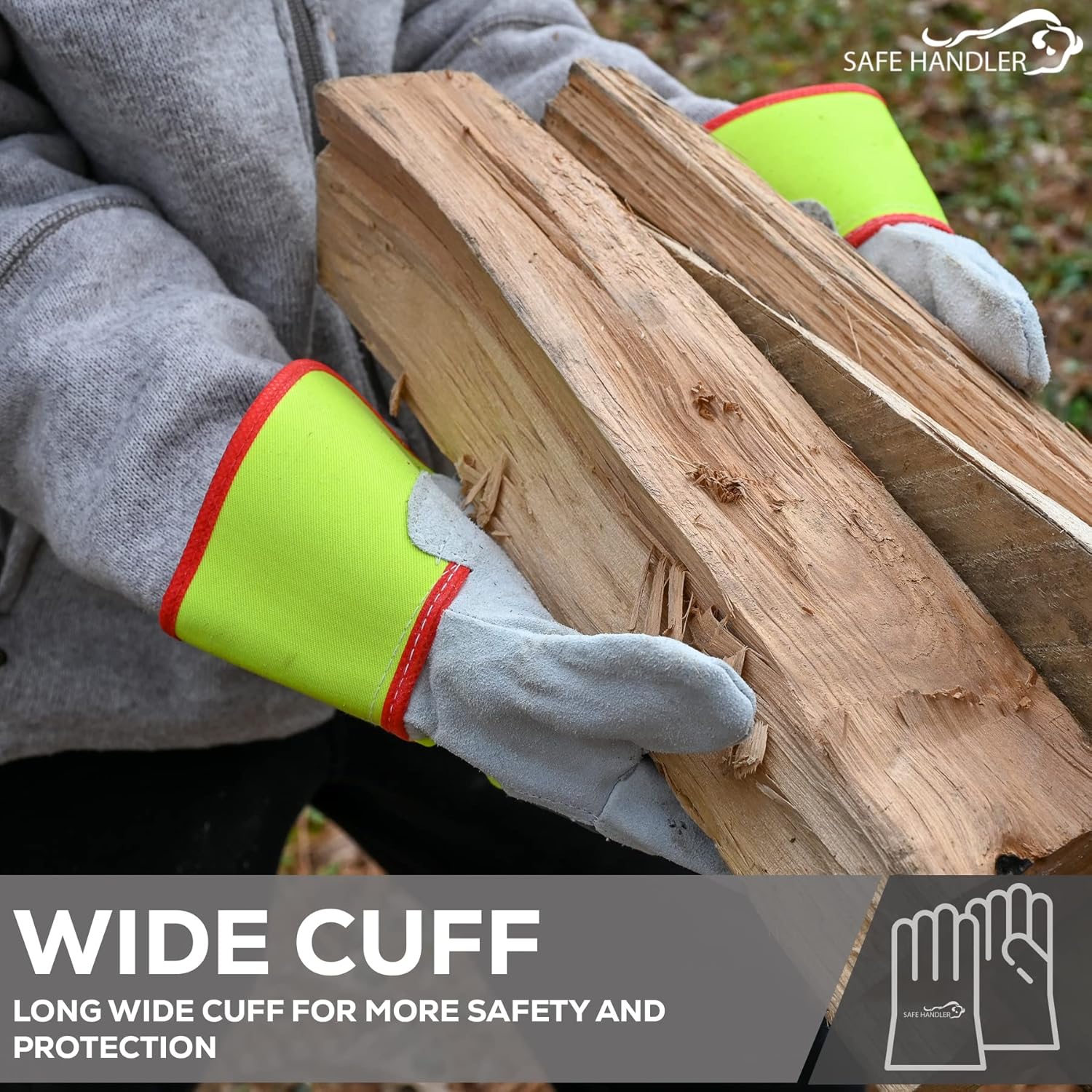 SAFE HANDLER Reflect Pro Rigger Gloves | High Vis Work Gloves for Men & Women, Reflective, Leather Palm and Fingertips, OSFM, 3 Pairs (6 gloves)