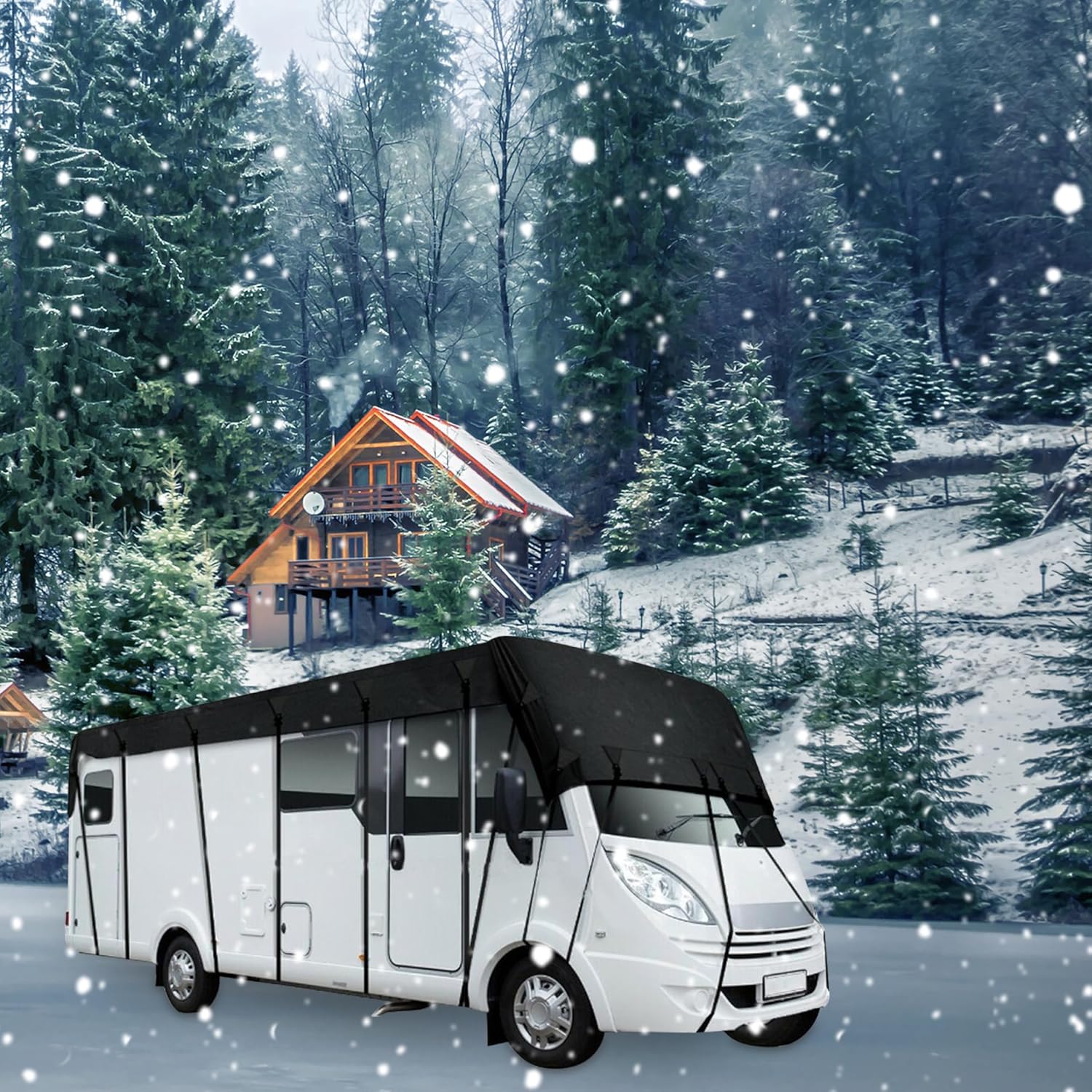 Caravan Roof Cover Caravan Cover 210D Oxford Cloth Weather-Resistant RV Roof, 21x10 Ft Foldable Motorhome Tarpaulin Protection