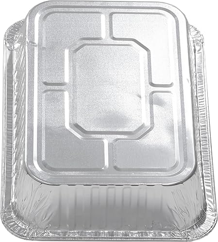 Miniatura 6 de Dynamic Moldes de lasaña gigantes de aluminio resistentes (paquete de 60) de bandeja de 14.61 x 10.7 x 2.91 pulgadas, distribución uniforme del