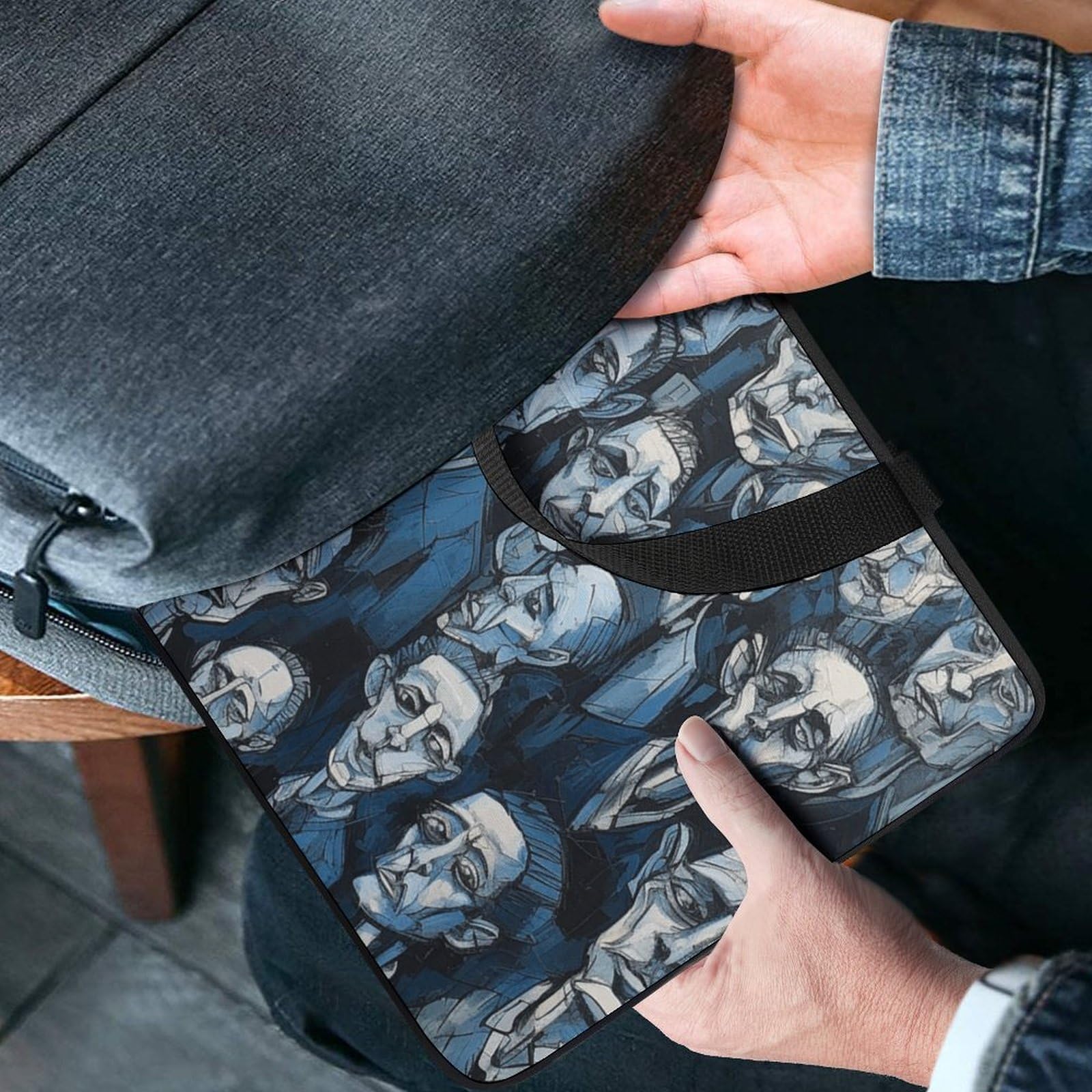Custodia per laptop con facce blu e nere, borse per laptop da 17 pollici, ultra sottile, leggera e impermeabile, materiale in neoprene resistente, custodia protettiva portatile per computer con