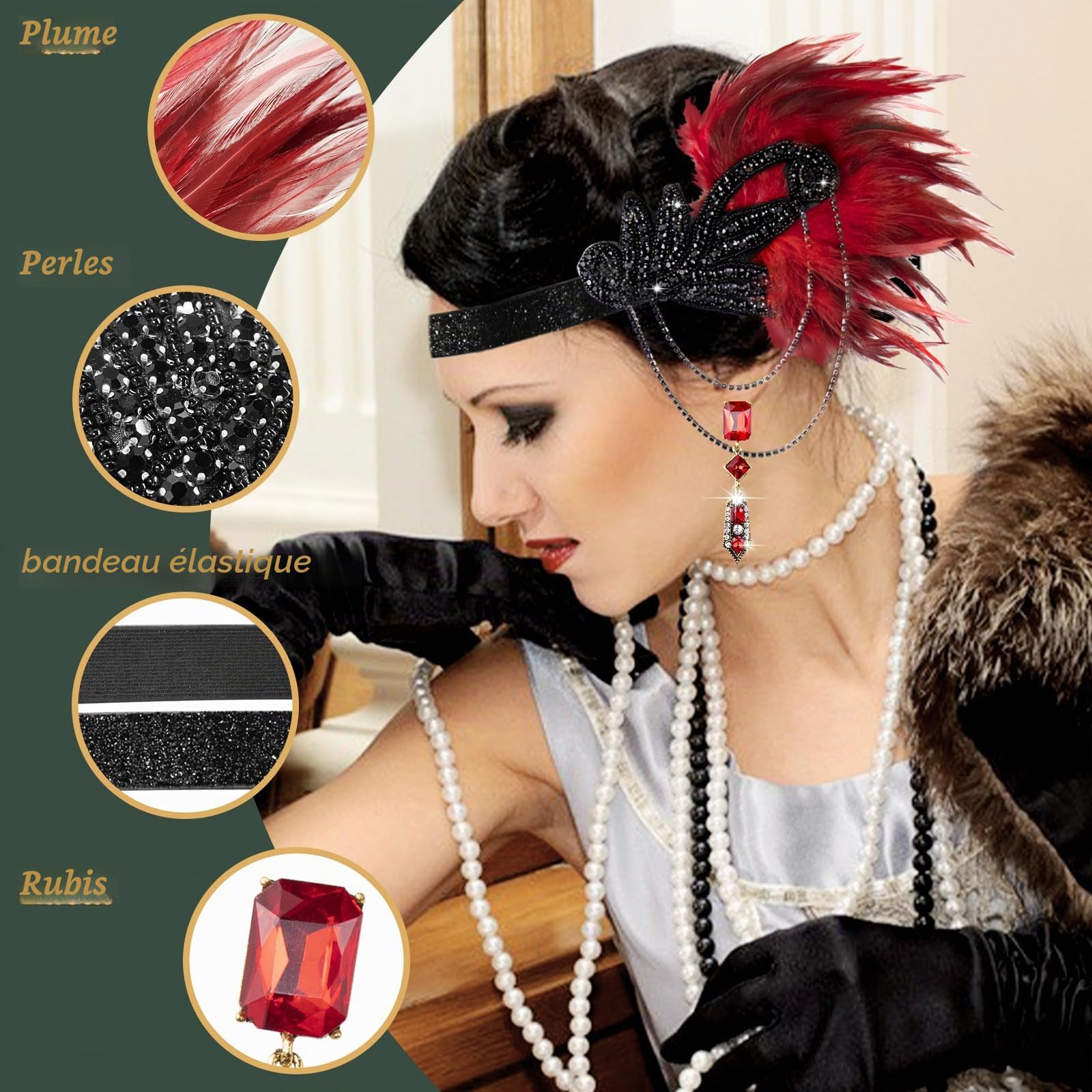 Accessoires des années 20 - Robe à franges - Col en V - Paillettes - Robe à franges - Robe à paillettes - Robe de soirée des années 20 pour femme - Robe de fête des années 20