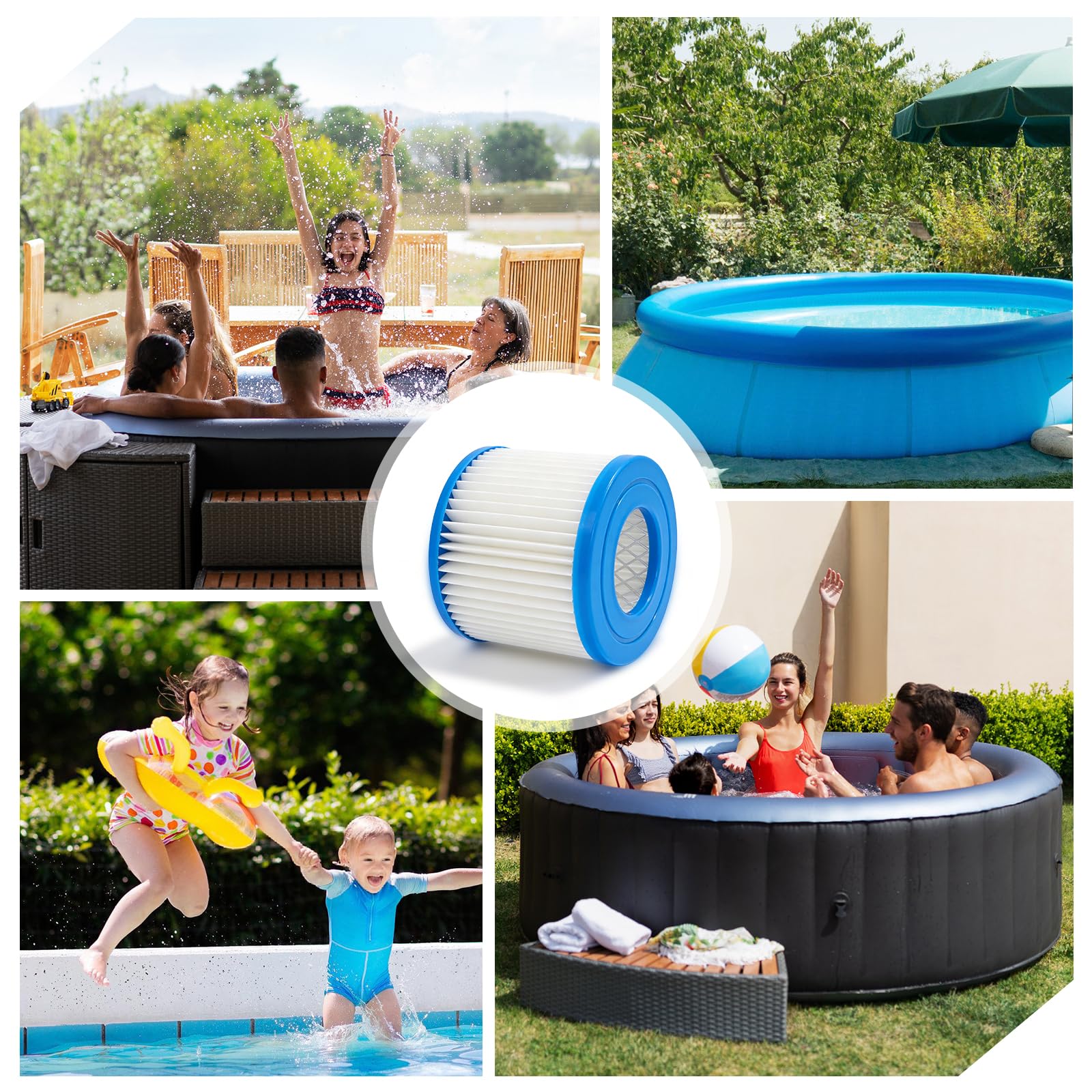 Ensemble de 8 Filtres pour Spas Gonflables, Cartouches Filtrantes 80 x 100 mm pour Filtres Clever Spa, Cartouches Filtrantes pour Piscines Gonflables, Spas