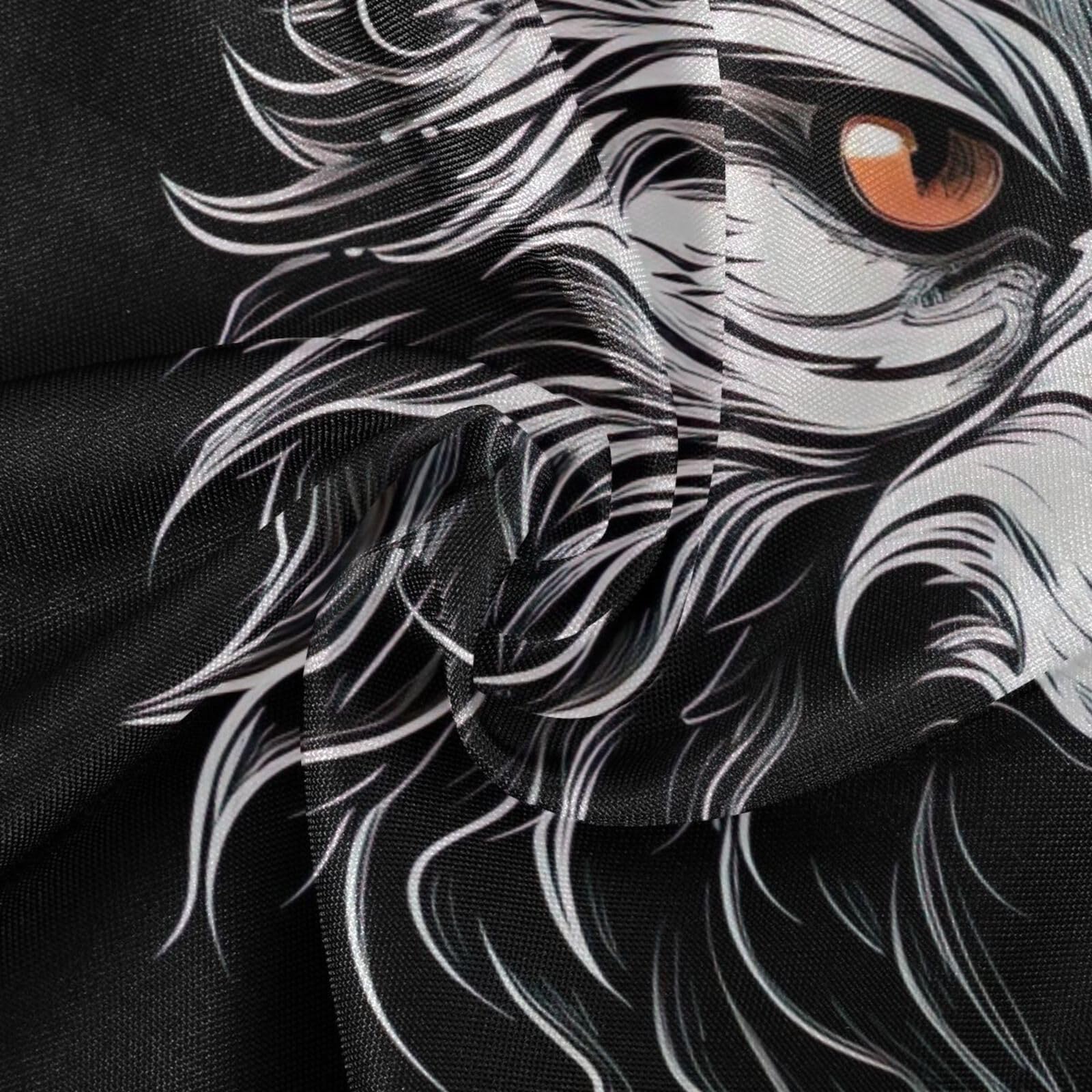 Wajiw 60 Inch Indoor Outdoor Round Tablecloth with Umbrella Hole and Zipper Waterproof Patio Table Cover for Camping Dining Room Party Outdoor Picnic,Wolf