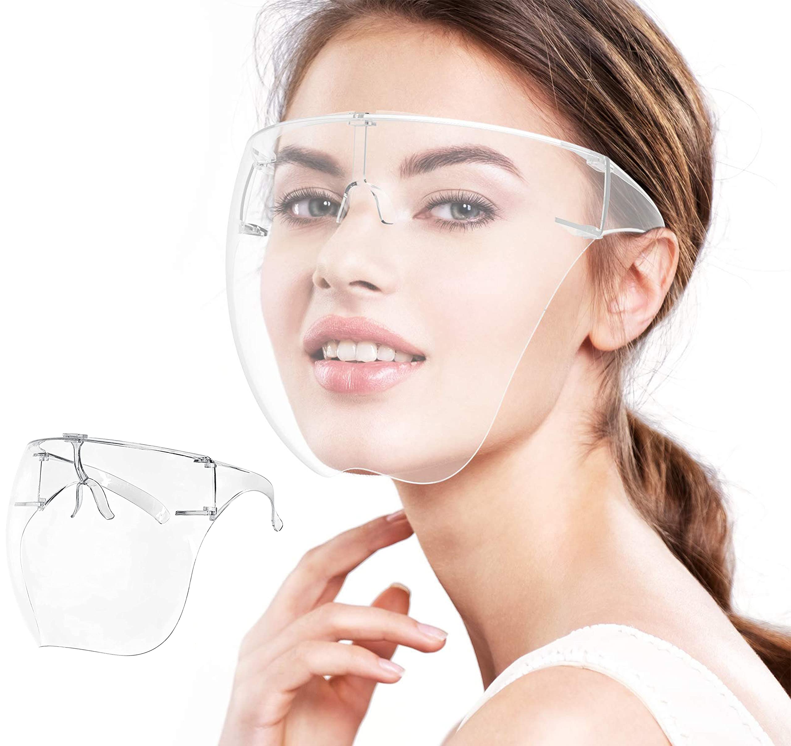 SP Infotech Face Shield Clear Safety Face Shields with Glasses Frame Full Face Protective Reusable Goggle Shield Anti-Fog Anti-Spitting & Scratch Resistant- (Unbreakable)