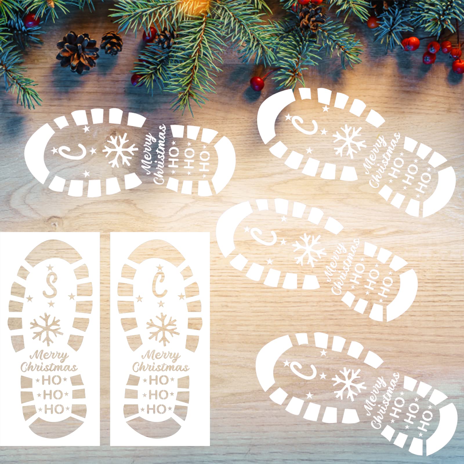 Buy Santa Footprints Stencils, her Christmas Santa Boots Stencil Santa Feet Stencil Reusable her