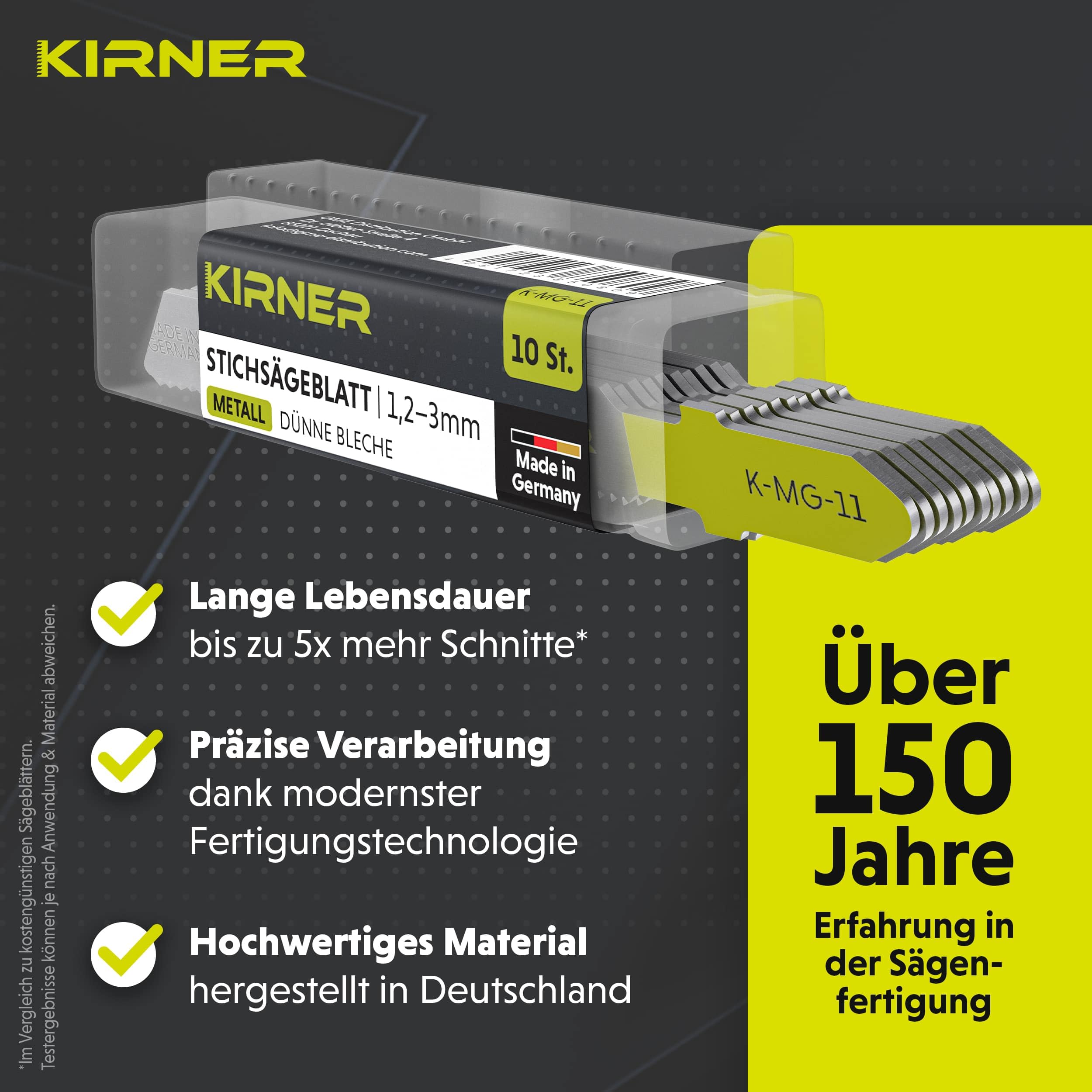 Stichsägeblätter Metall 10 Stk. [ Profi Qualität ] präziser & sauberer Schnitt für dünne Bleche (1,2-3mm) - für jede Stichsäge mit T Schaft Aufnahme - Metallsägeblatt Stichsäge