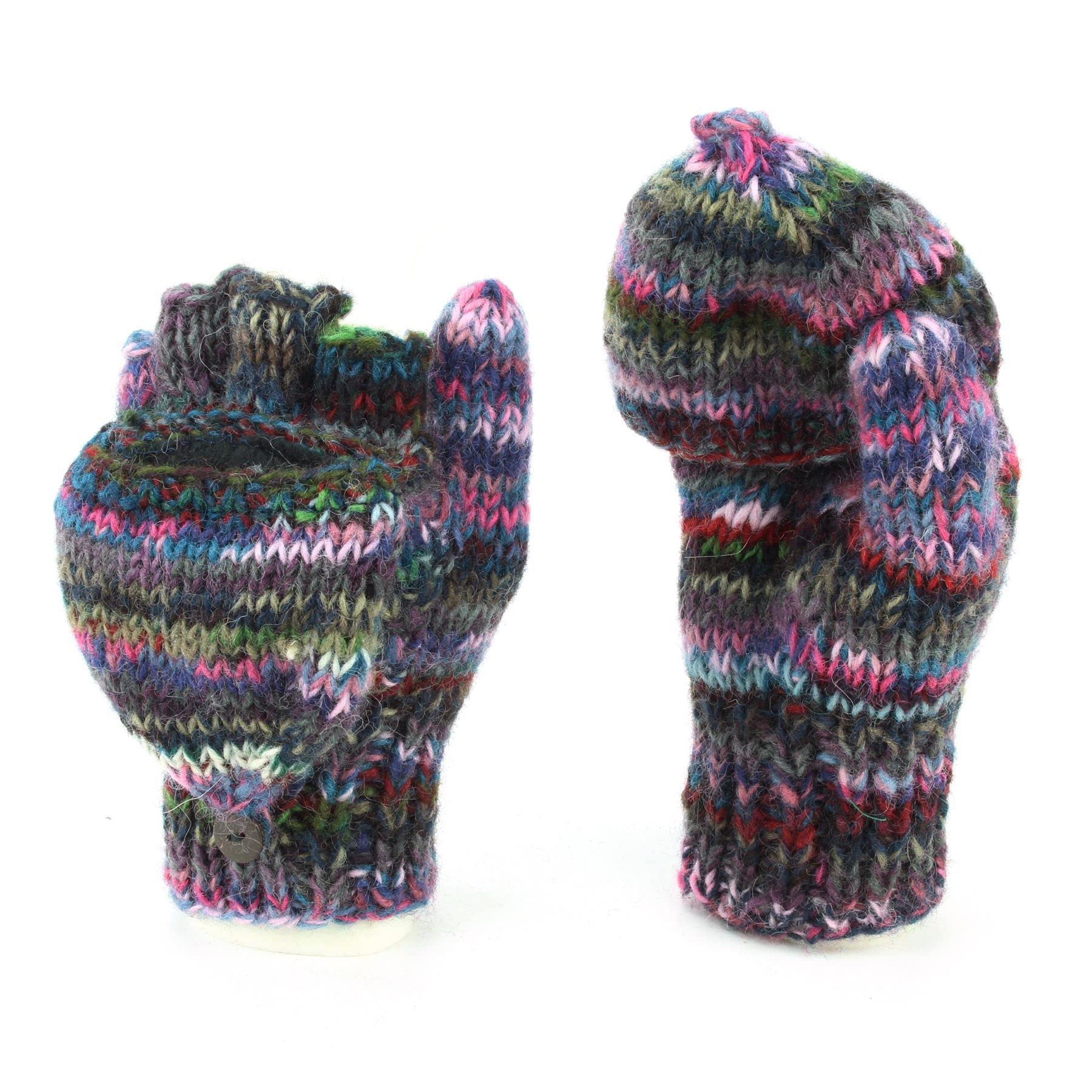 LOUDelephant Hand Knitted Wool Shooter Gloves - SD Purple Mix
