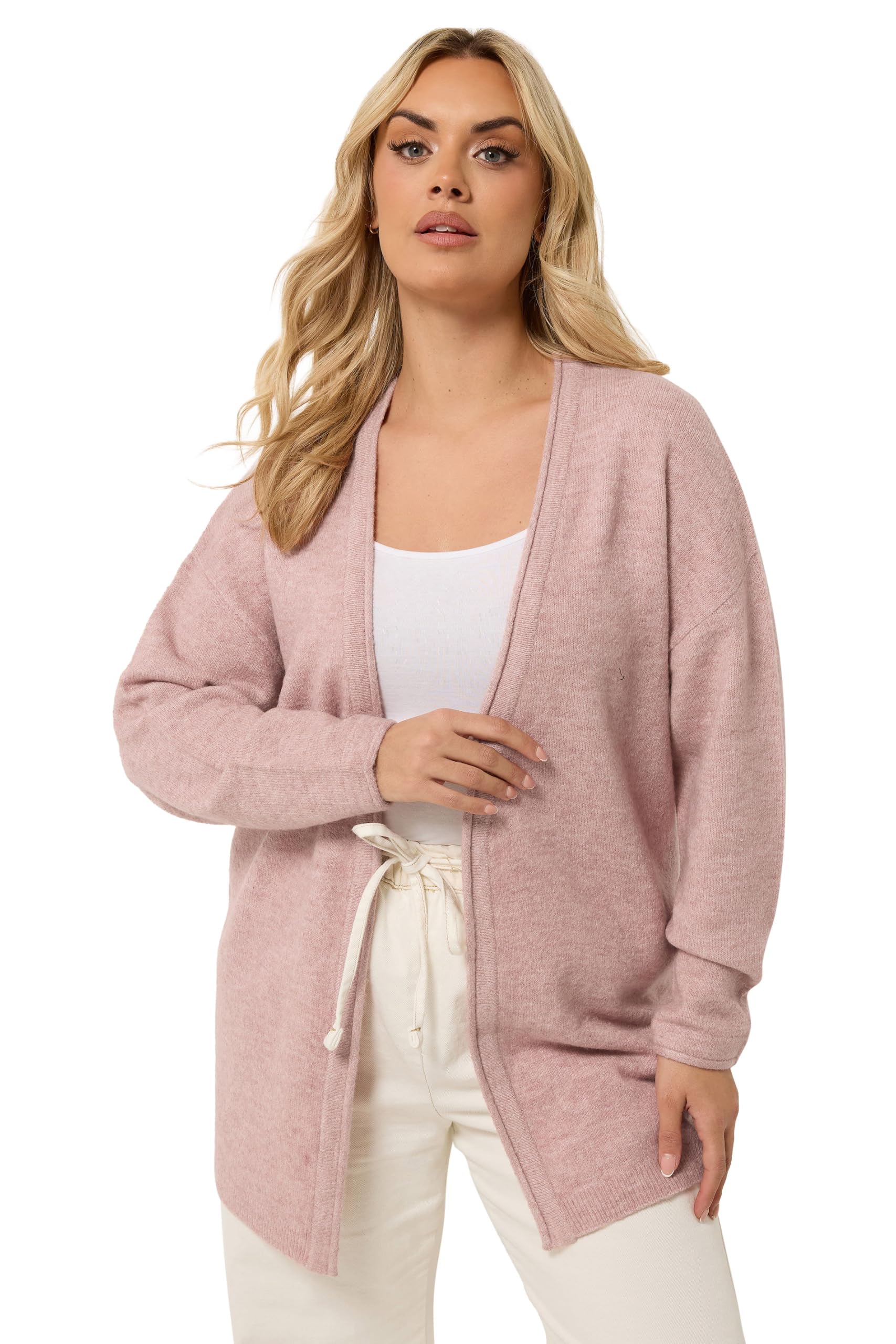 Yours Women's Light Pink Soft Touch Knitted Cardigan In | Size: 34/36