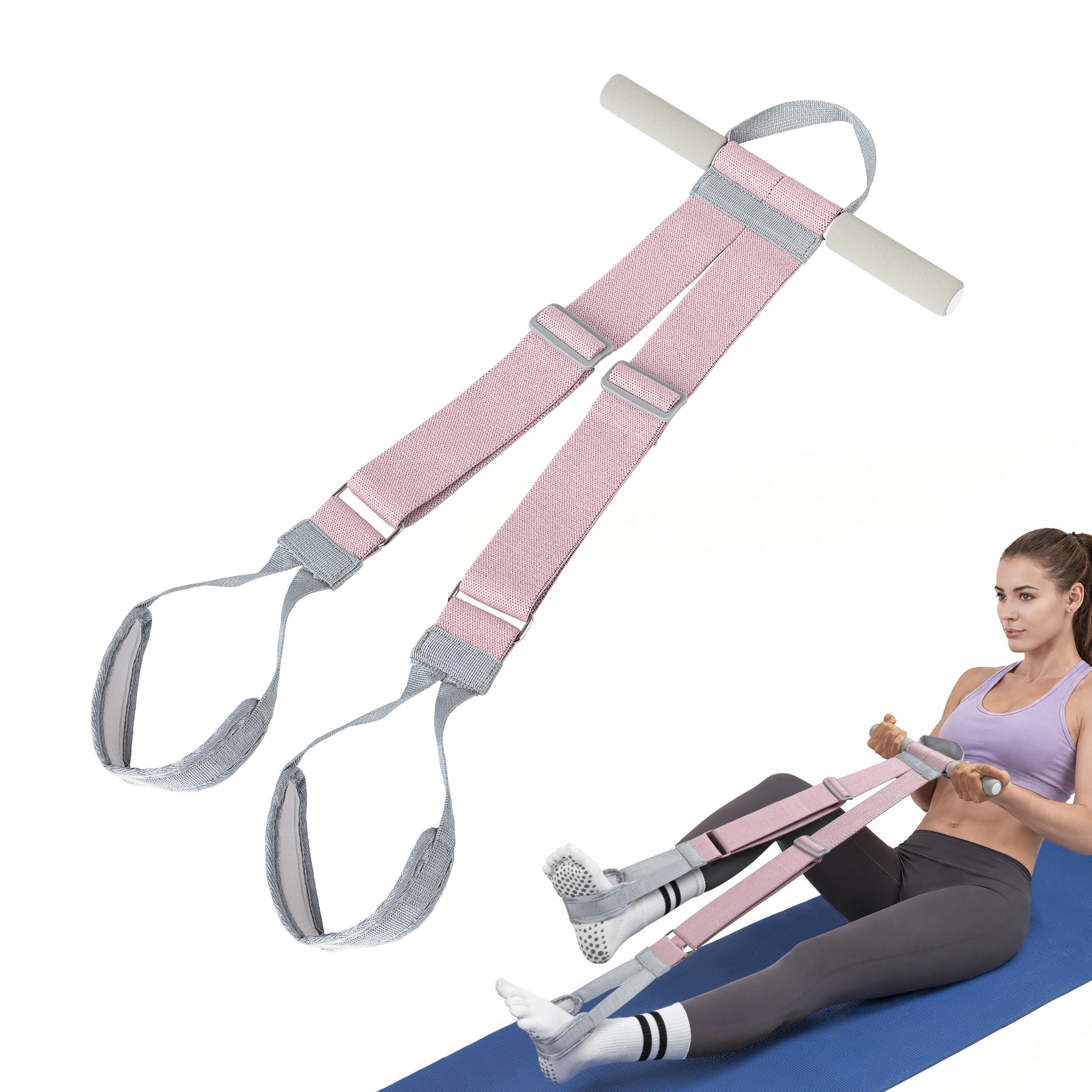 Foot Pedal Resistance Band for Women Core Workout, Fabric Resistance Band with Handles 150lb Full-Body Exercise Band for Arm & Leg Muscle Training,