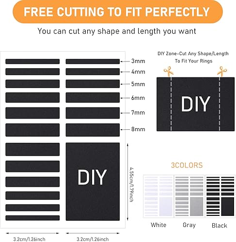 Miniatura 2 de 114 piezas6 hojas de ajuste de tamaño de anillo invisible, 6 tamaños, anillo de protección de anillo suelto, espaciador más pequeño, anillo tensor,