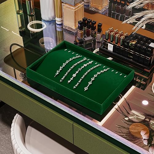 Vista 8 de Bandeja de terciopelo para joyas, 16 ranuras, organizador de cajones para collares, pulseras, relojes