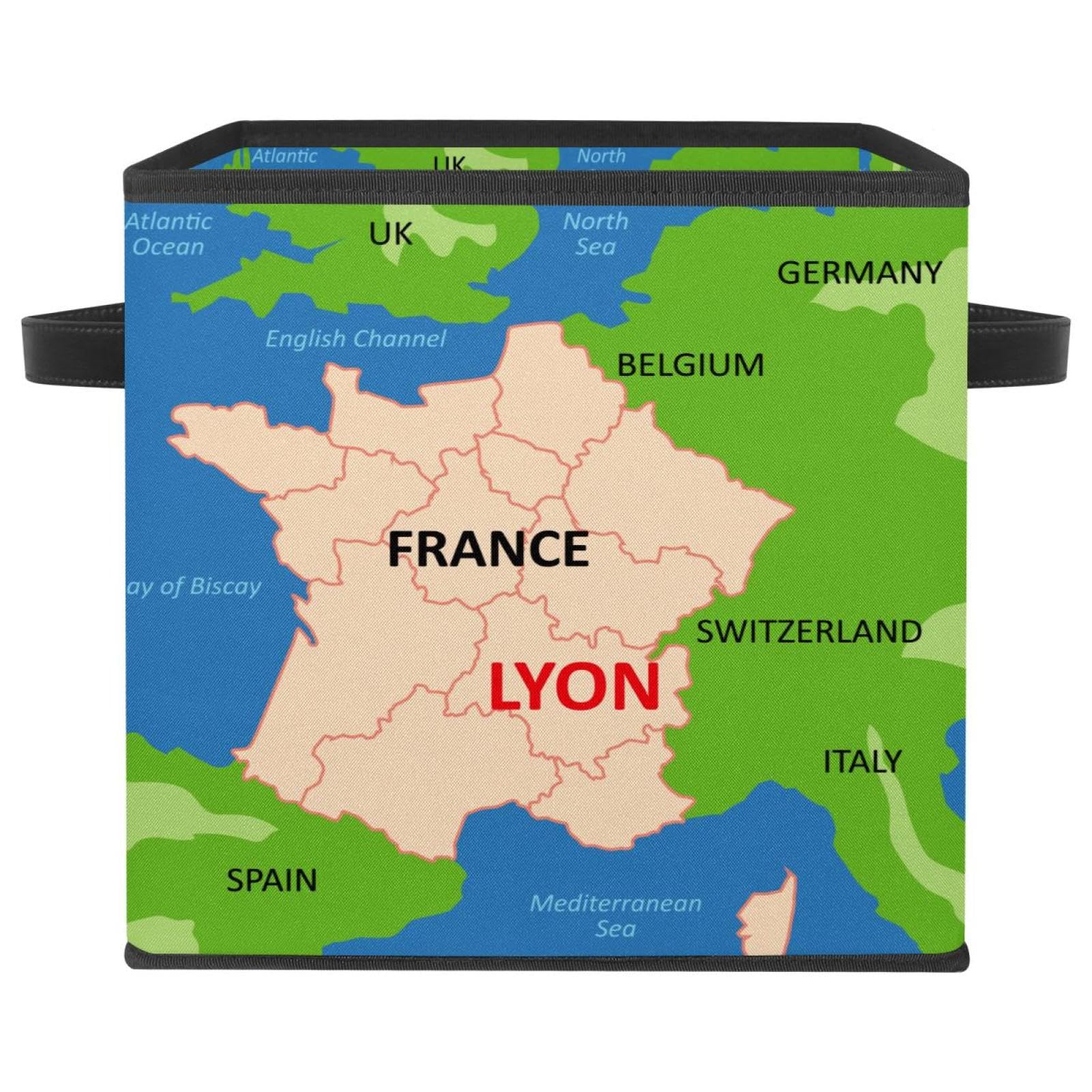 Cube organisateur pour armoire et chambre d'enfant motif carte de Lyon