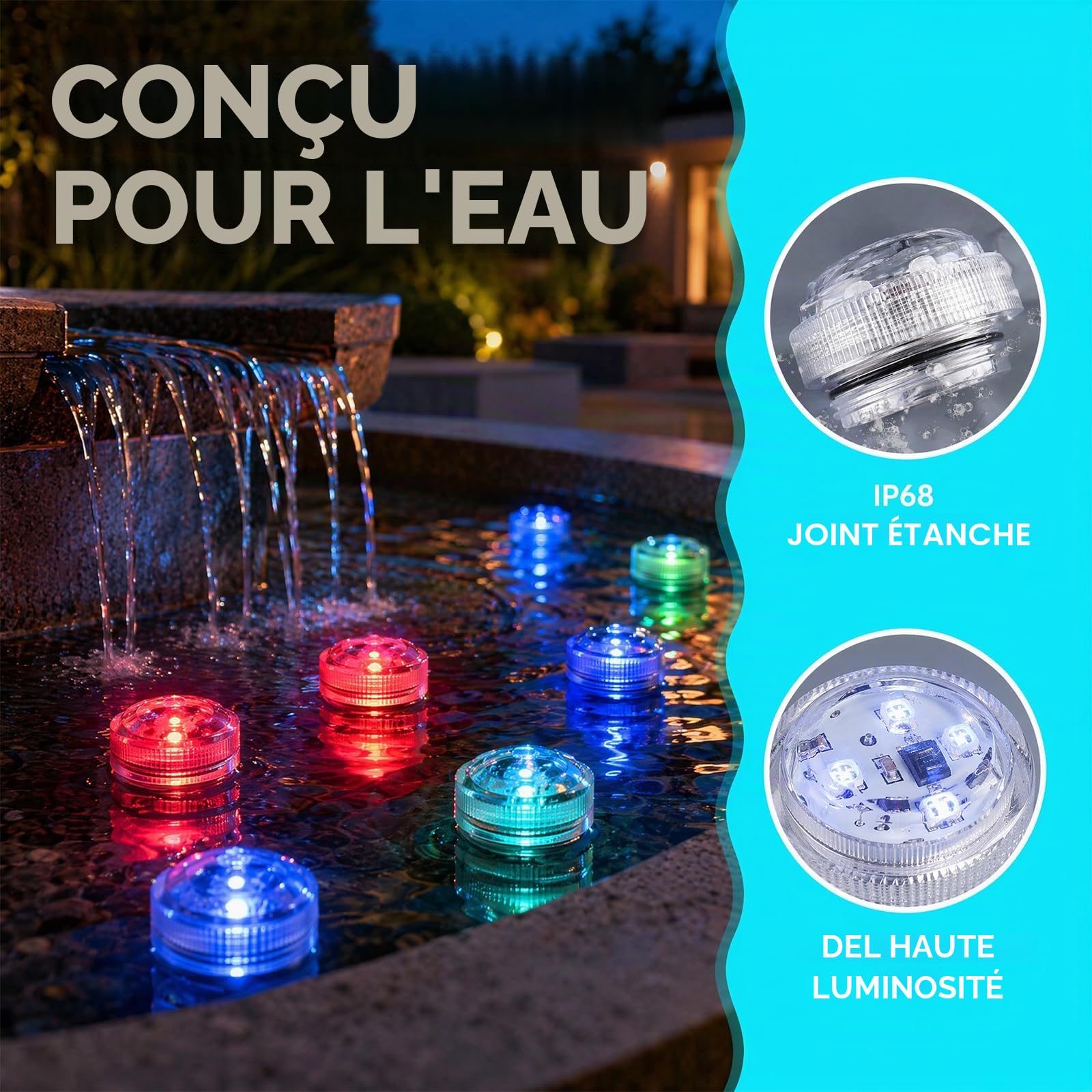 12PCS Mini Lumières LED Submersible, Lampe sous-Marines Étanche RGB avec Télécommande, Multicolore LED Eéclairage Bassin, Lampe Aquarium pour Aquarium, Base de Vase, Étang, Piscine, Baignoire