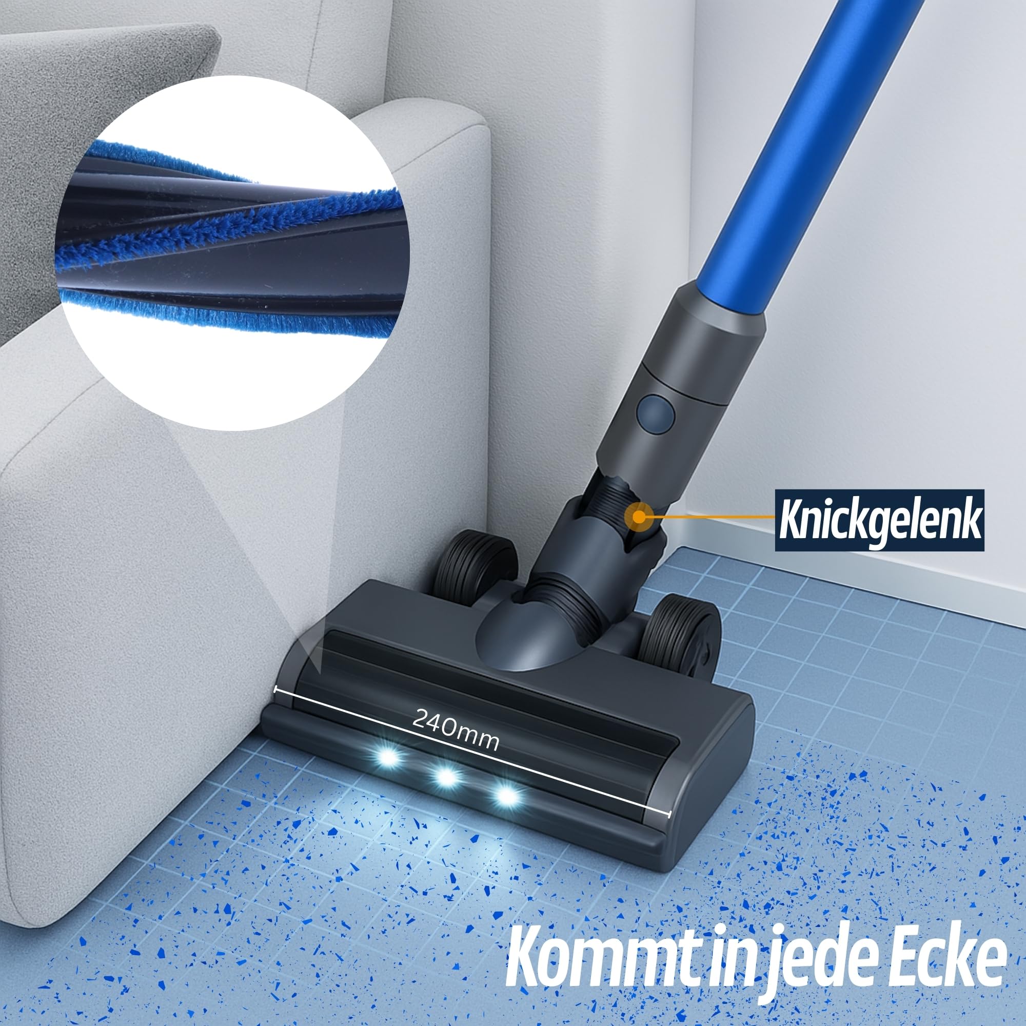 Sommertal VARIO150 Akku Staubsauger 3in1 | 45min, 300m², kabellos, leicht | Handstaubsauger & Stabsauger kabellos, 360.000L/Akkuladung, für Teppich, Hartböden, Tierhaare & Allergiker, kompakt & leise