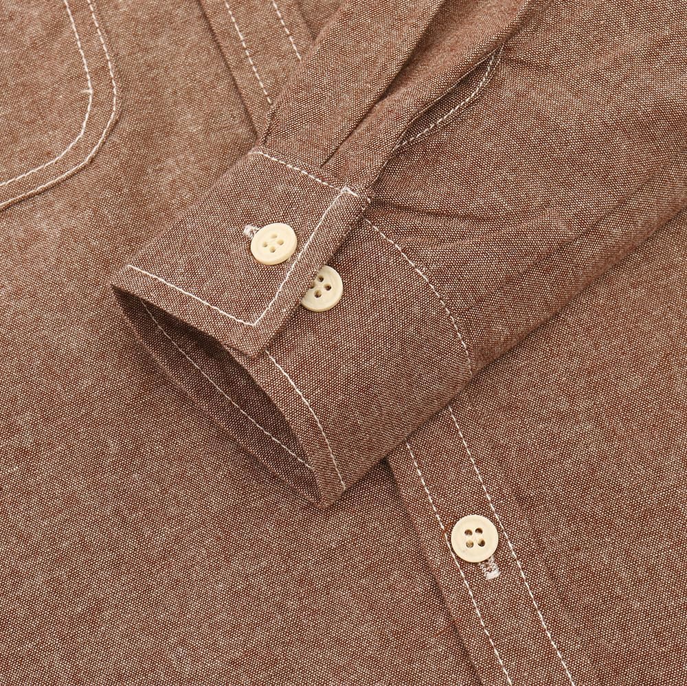 Spring&Gege Boys' Long Sleeve Chambray Shirt Casual Cotton Woven Button Down Shirt with Two Pockets - Image 6