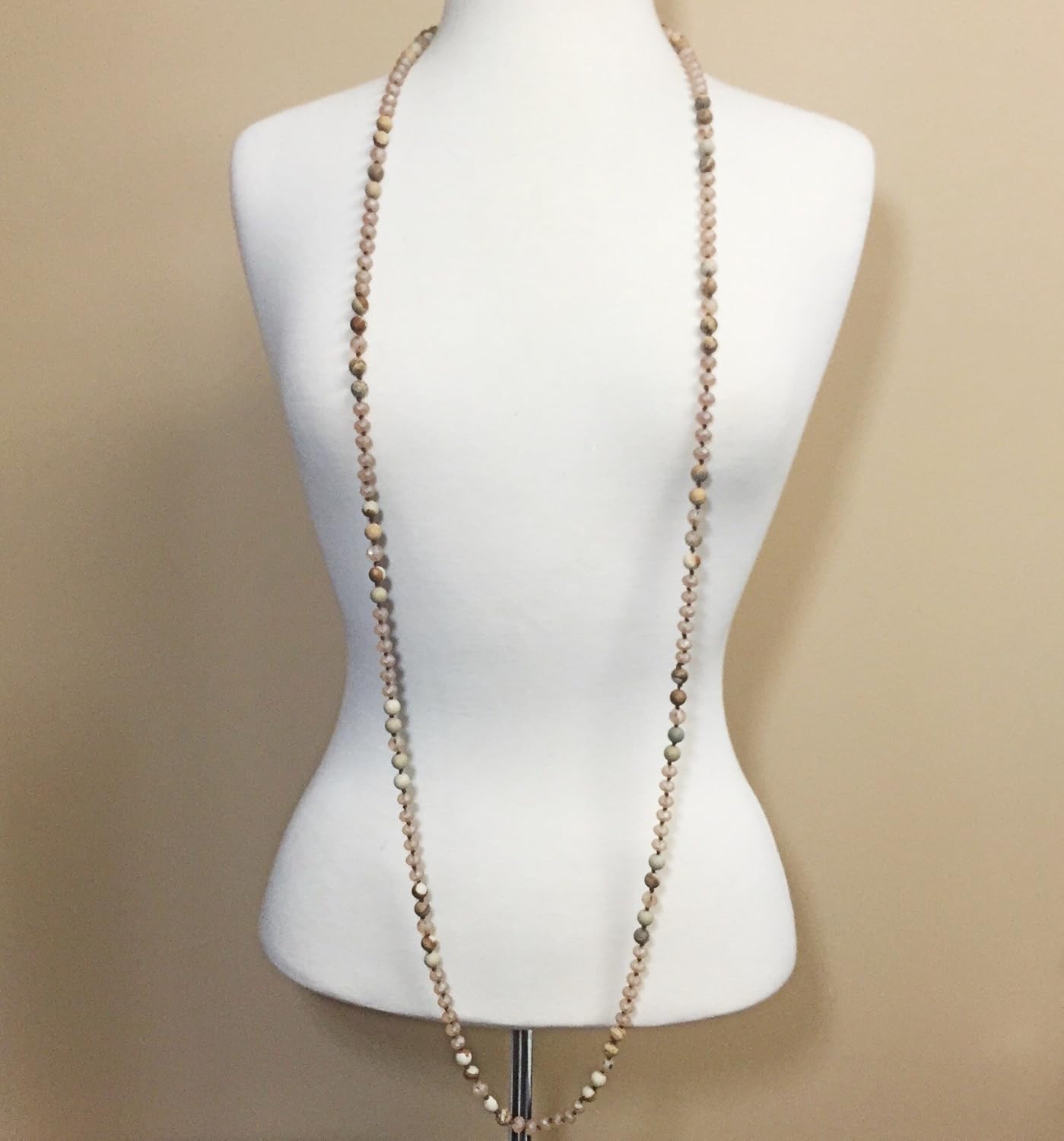Gypsy Jewels Long Multi Color Natural Stone & Glass Beaded Necklace & Earrings Set