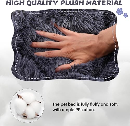 Miniatura 4 de Cama para gatos, cama lavable de 19.7 pulgadas con forma de dona gris para gatos de interior y perros pequeños, cama redonda suave y bonita con