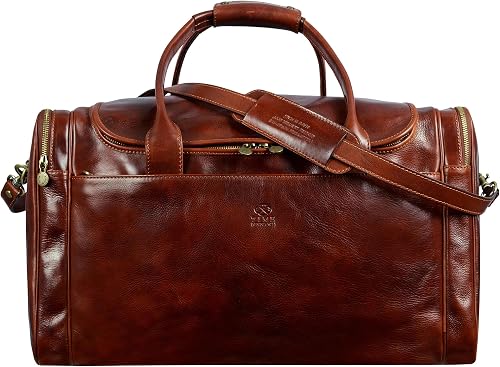 Time Resistance large brown leather duffel travel and gym bag