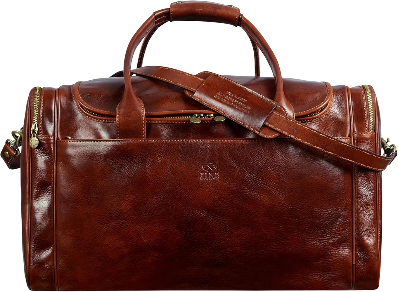 Sac De Week-end En Cuir Italien EGOO Marron - Fait Main, Cabine Et Gym
