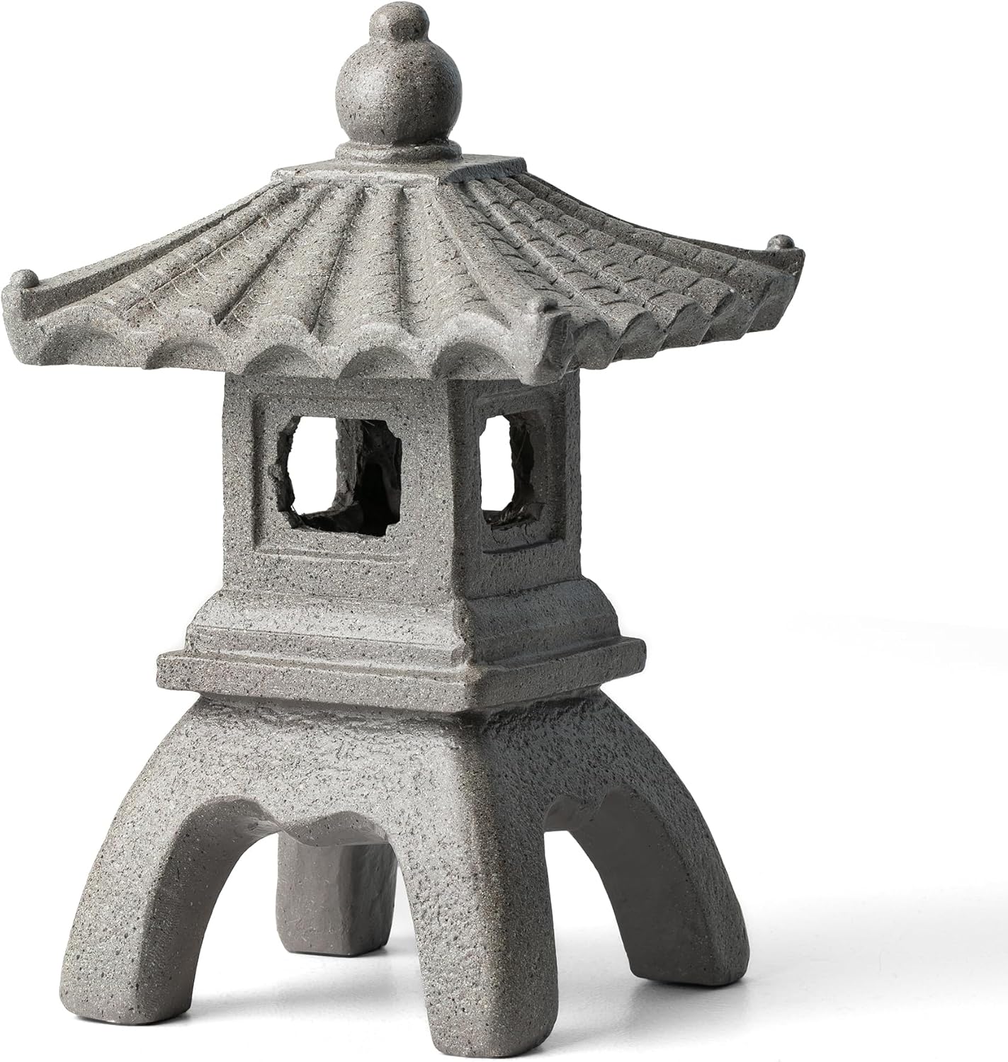 Glitzhome MGO Faux Concrete Pagoda Garden Statue Indoor and Outdoor Decoration, 16" H