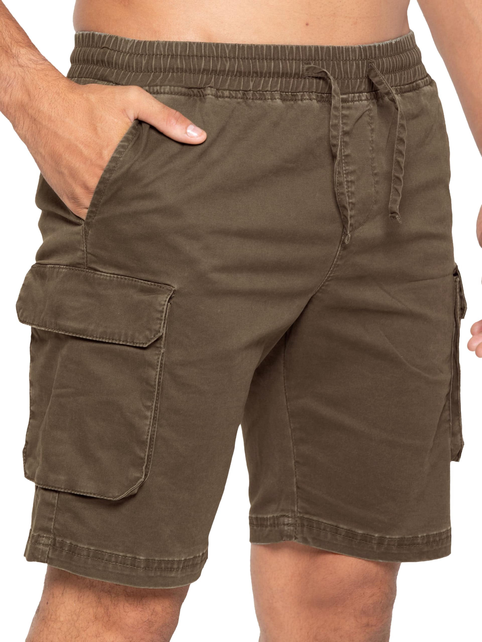 989Zé ENZO Mens Shorts Cargo Combat Casual Cotton Summer Stretch Shorts Regular Fit with Pockets (UK, Alpha, L, Regular, Regular, Brown)