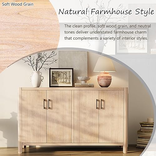 Miniatura 299 de Aparador moderno y elegante con patas y asas de metal dorado y estante ajustable, mesa consola clásica de 60 pulgadas, mesa de sofá, mesa de entrada