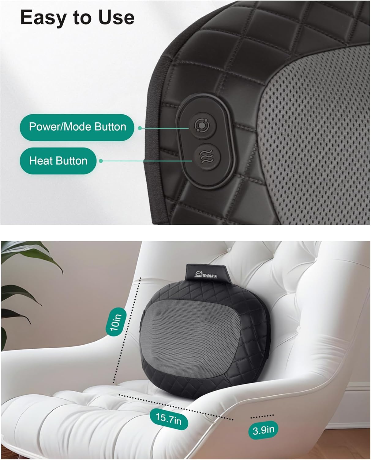 Snailax Shiatsu Back and Neck Massager with Heat, Electric Massager for Shoulder, Neck, Back, Kneading Deep Tissue Massage Pillow, Christmas Gifts