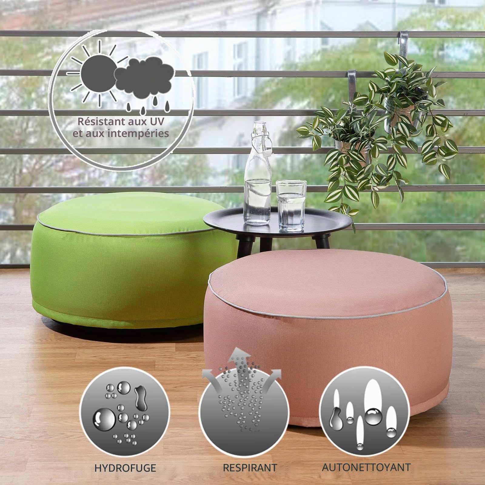Pouf d'extérieur Résistant aux intempéries 25 x 55 cm Taupe