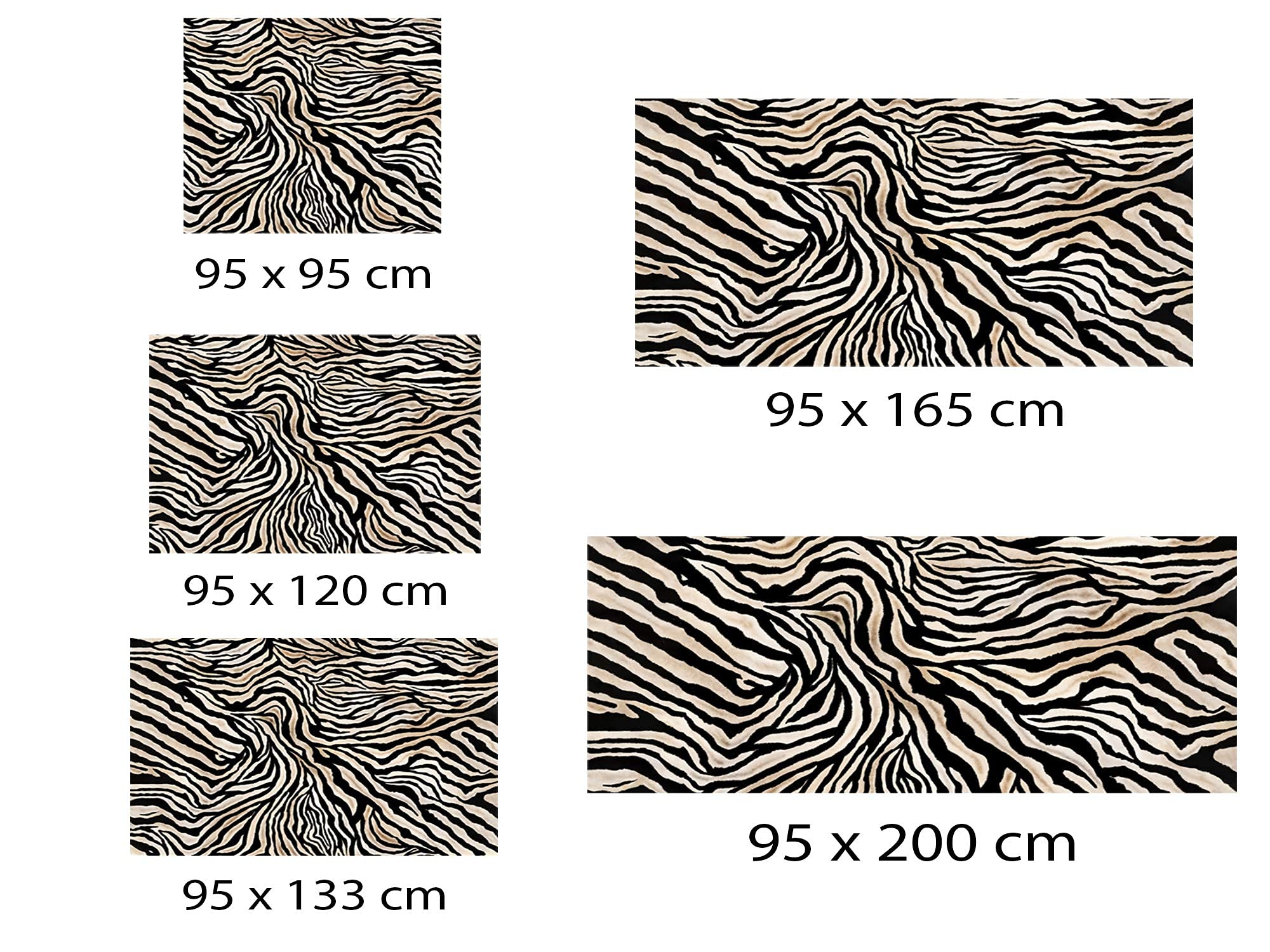 OEDIM Tapis Carpette Lino PVC Imitation Peau de zèbre pour Chambre | 95 x 95 cm | Moquette en PVC | Revêtement vinylique de Sol | Décoration de la Maison et Chambre | Plancher de Protection |