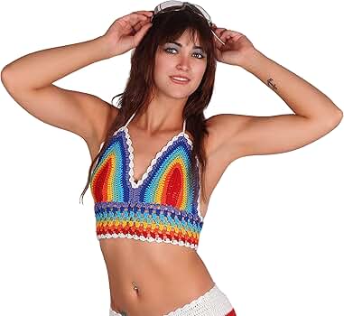 6（ROKU) COTTON CROCHET HALTER TOP/トップス CROCHET HALTER TOP w/ dragonfly pattern 🪲 | beginner