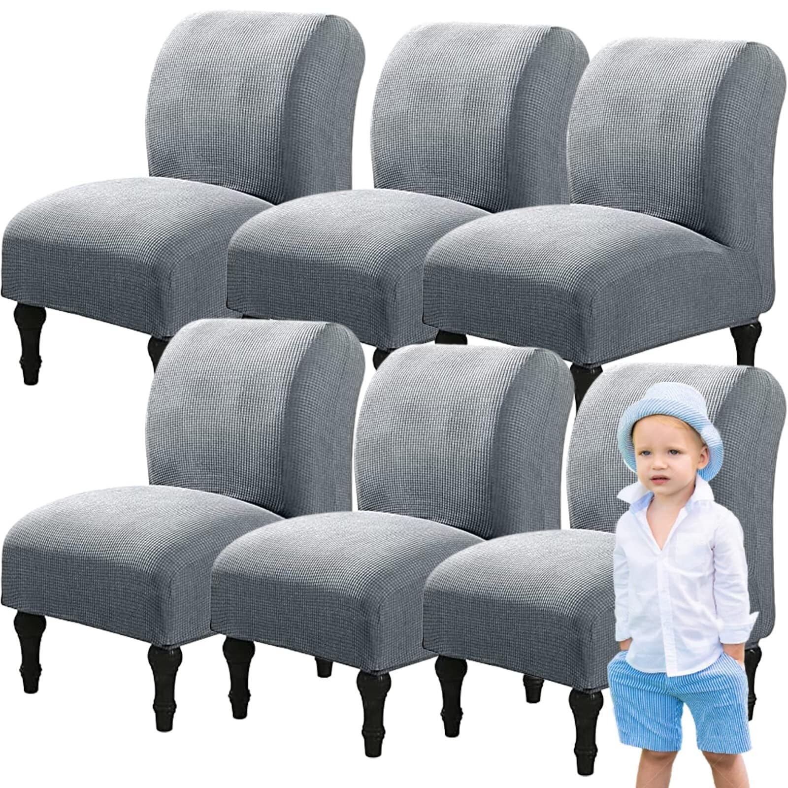 NMVAWIPT Armless Accent Chair Covers, Polyester+Spandex Stretch Slipcover, Removable Furniture Protector, For Home Hotel(#23,6pcs)
