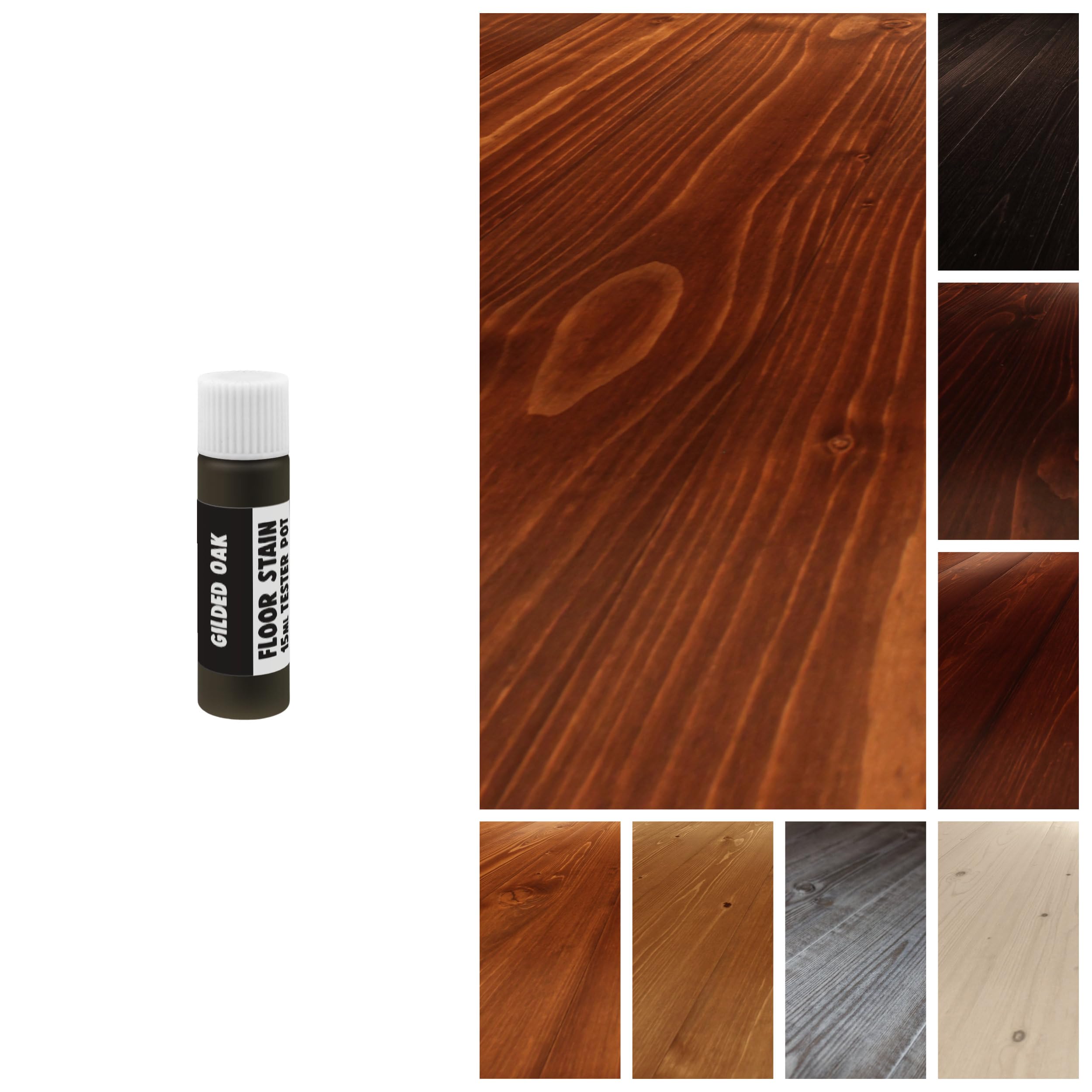 Littlefair's Wood Floor Stain Water-Based (Gilded Oak) - Quick Drying, Non-Toxic, Eco-Friendly & Low Odour - 15ml Tester Pot