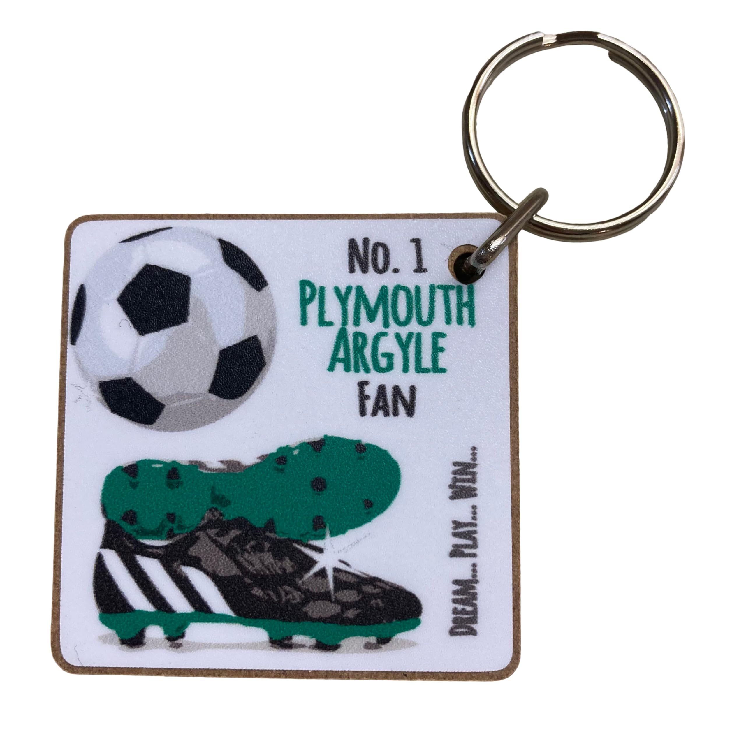 White Cotton Cards Unisex Plymouth Argyle Pilgrims Fc Football Club Fan - Keyring (K-Fn15)