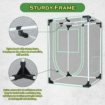 2x2 Grow Tent, 24x24x36 600D Mylar Hydroponic Growing Tents | Observation Window, Removable Floor Tray, 100% Reflective Mylar Interior, Sturdy Frame for Plant Growing