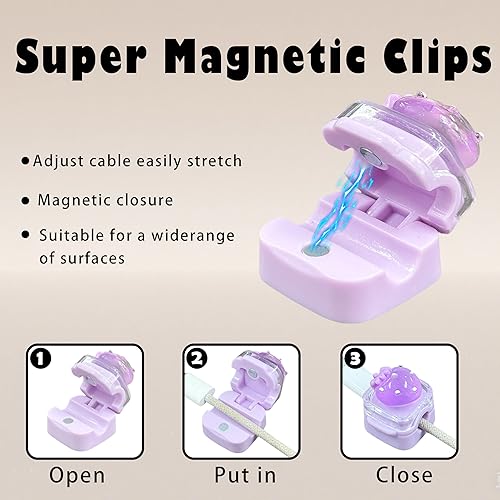 Miniatura 3 de Clips para cables para mesita de noche, organizador de cables con diseño de superficie de bricolaje (paquete de 3 unidades, fresa)