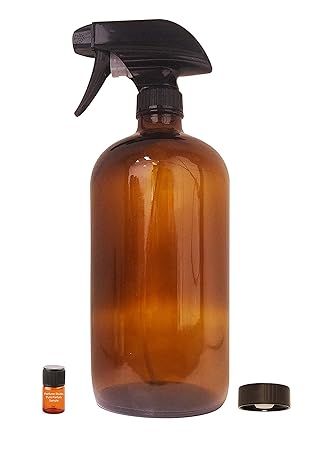 Large Amber Glass Spray Bottle with Storage Cap, Mist & Stream Sprayer & Perfume Studio Fragrance Sample; Ideal for Essential Oils, Cleaning Products, and other Sprayable Liquids; (32oz Sprayer)