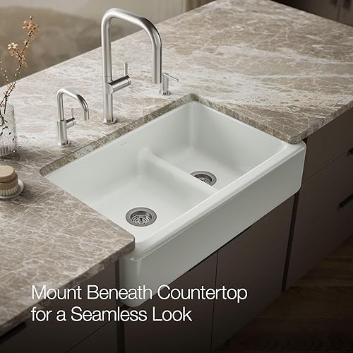 Vista 51 de Kohler Fregadero de la granja Kohler Whitehaven, Frente al delantal altos, K-6489-0, Blanco