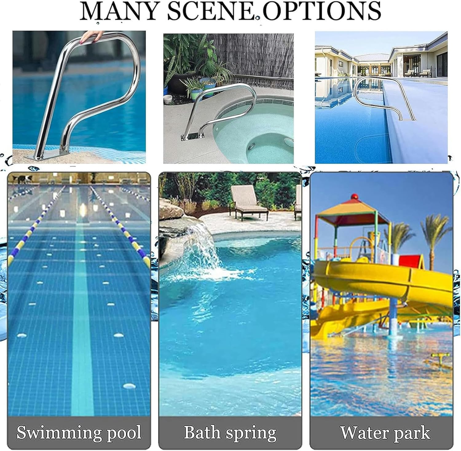 304 Stainless Steel Swimming Pool Handrail, Pool Safety Handrails w/Thickened Base, Pool Ramp Stair Handrail for Inground Pool Entry (1PCS)