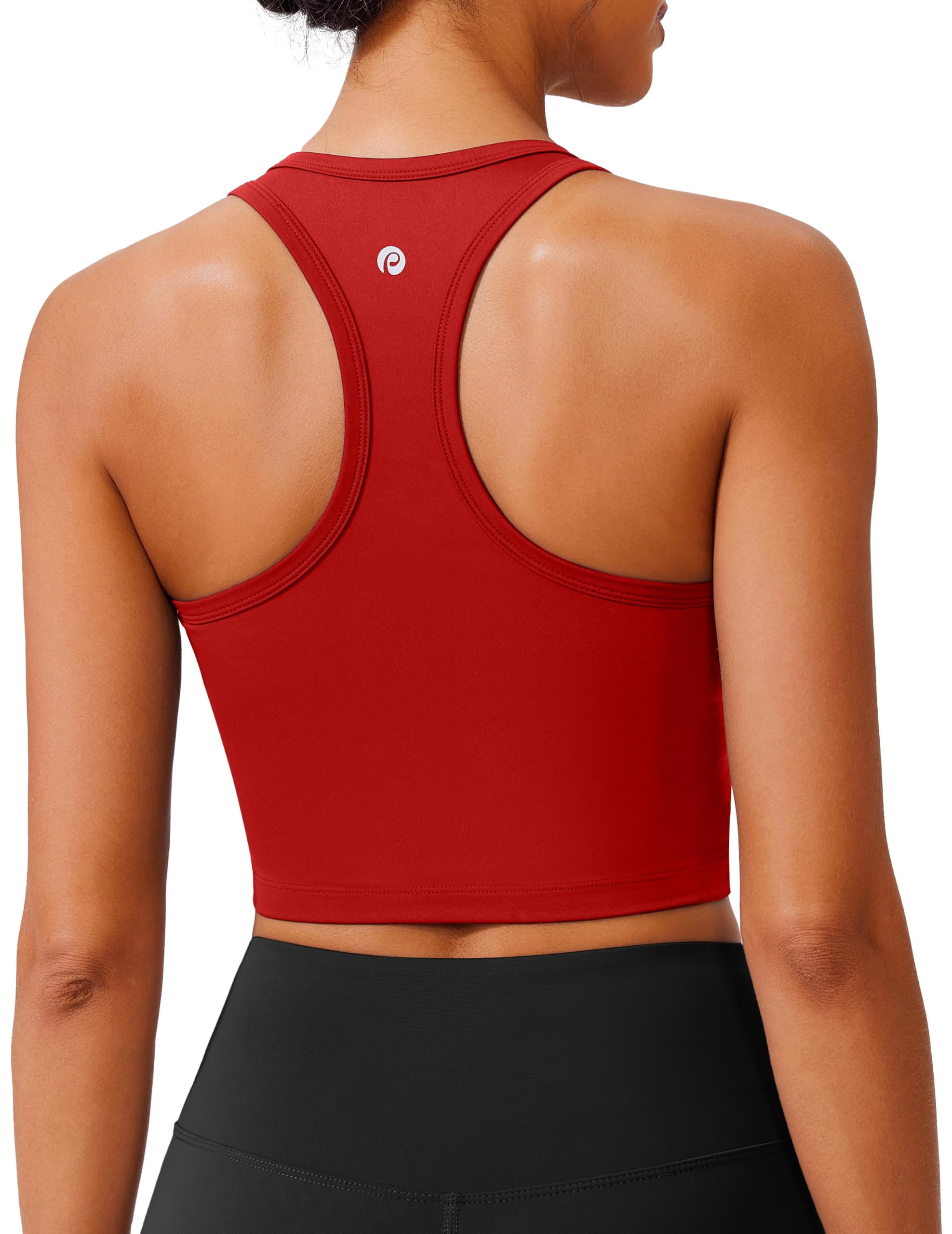 PINSPARK Sports Bra Longline Racerback Tank Tops for Women Padded Workout Yoga Top