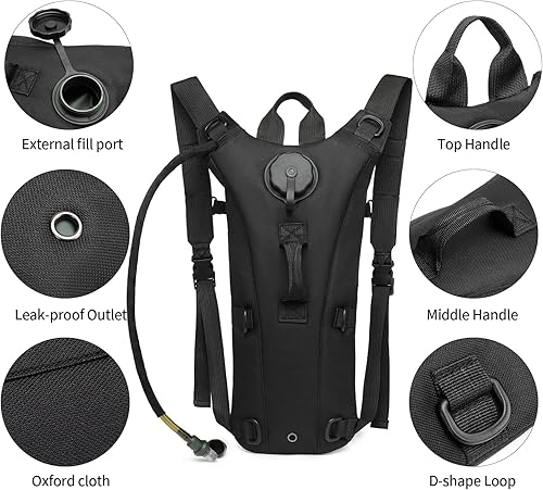 Miniatura 2 de Paquete de hidratación táctica con mochila de 3 litros sin BPA, mochila de agua ajustable militar para senderismo, ciclismo, escalada, a prueba de