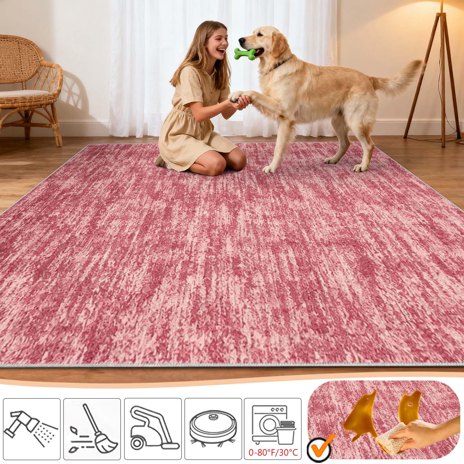 Dywan kuchenny przedpokój nowoczesny zmywalny różowy 100x350cm